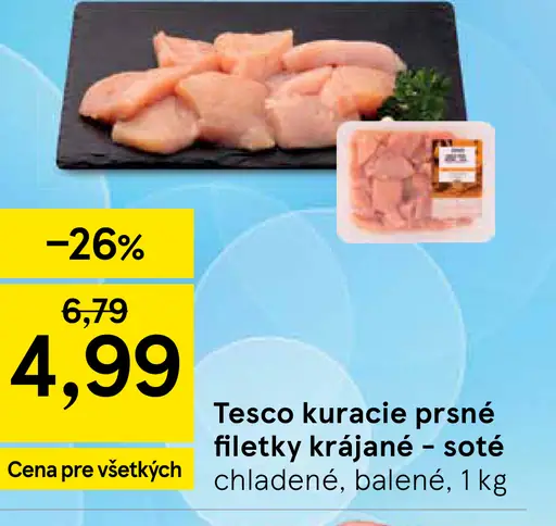 Tesco kuracie prsia krájané – soté