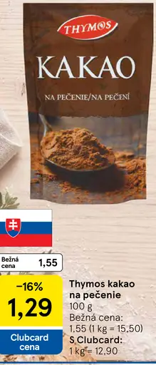 Thymos Kakao na pečenie