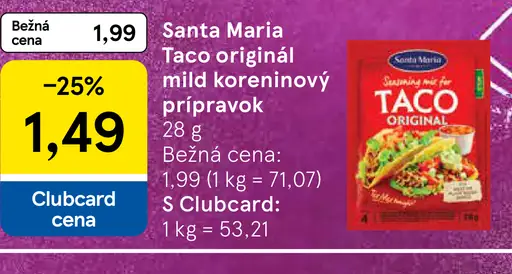 Santa Maria taco originál mild koreninový prípravok