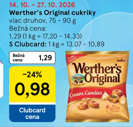 Werther’s Original cukríky rôzne druhy