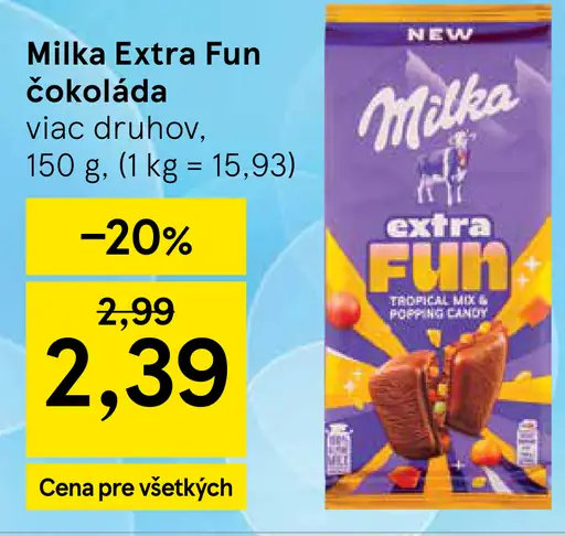 Milka čokoláda Extra Fun rôzne druhy