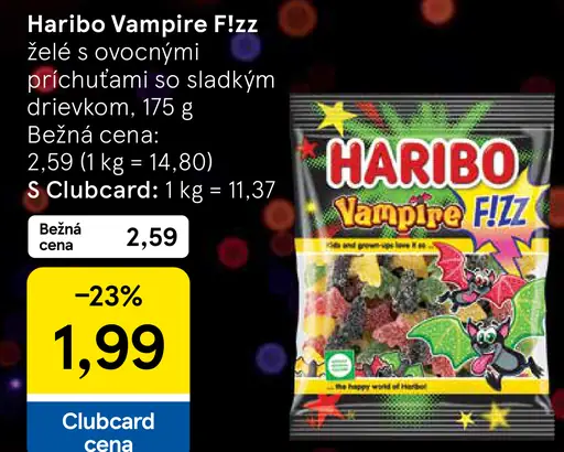 Haribo Vampire F!zz želé s ovocnými príchuťami so sladkým drievkom