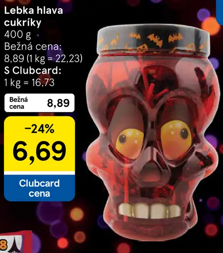 Lebka hlava cukríky