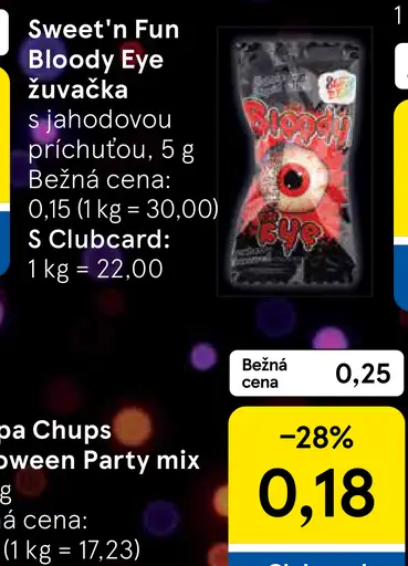 Sweet'n Fun Bloody Eye žuvačka s jahodovou príchuťou