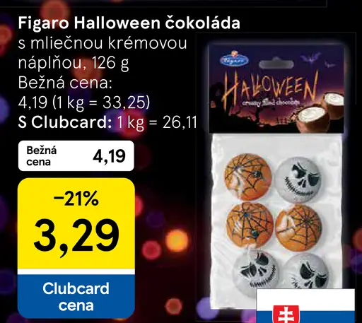 Figaro Halloween mliečna čokoláda s mliečnou krémovou náplňou