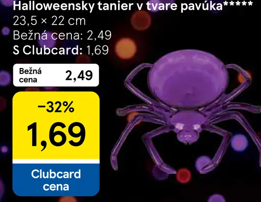 Halloweensky tanier v tvare pavúka