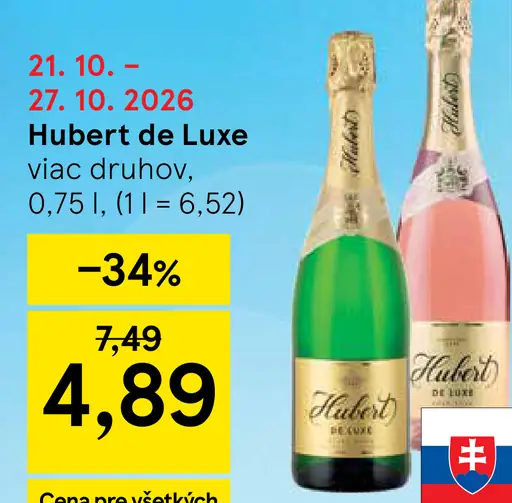 Hubert de Luxe sekt, rôzne druhy