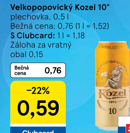 Velkopopovický Kozel 10° plechovka