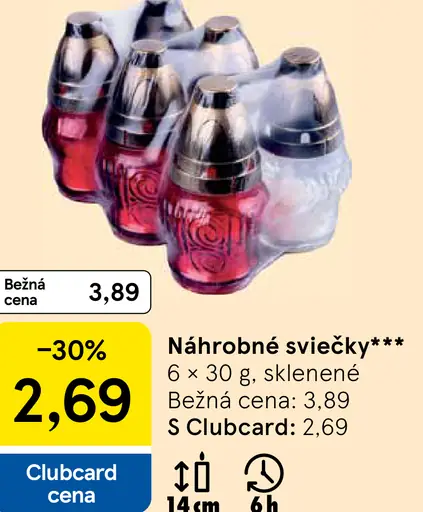 Náhrobné sviečky sklenené