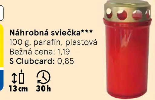 Náhrobná sviečka plastová