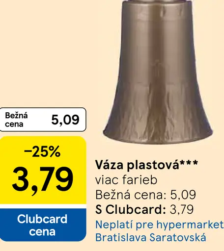 Váza plastová, viac farieb