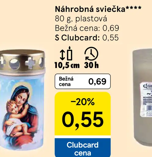 Náhrobná sviečka plastová
