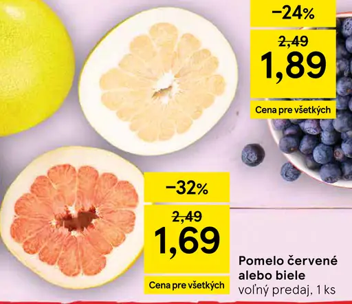 Pomelo biele alebo červené voľný predaj