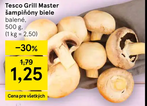 Tesco Grill Master šampiňóny biele