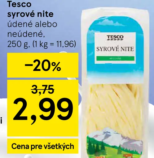 Tesco syrové nite údené alebo neúdené