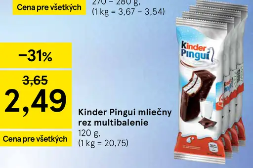 Kinder Pingui mliečny rez multibalenie