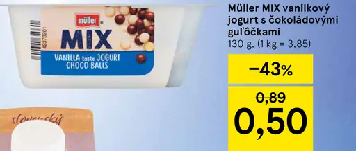 Müller MIX vanilkový jogurt s čokoládovými guľôčkami