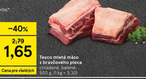 Tesco mleté mäso z bravčového pleca