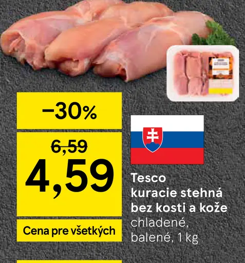Tesco kuracie stehná bez kosti a kože