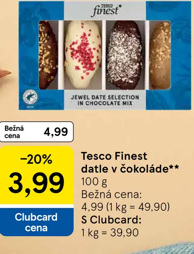 Tesco Finest selekcia datlí v čokoláde