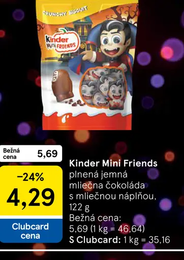 Kinder Mini Friends plnená jemná mliečna čokoláda s mliečnou náplňou