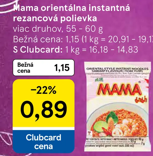 Mama orientálna instantná rezancová polievka