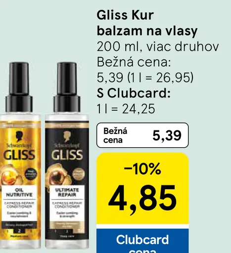 Gliss Kur balzam na vlasy Oil Nutritive a Ultimate Repair