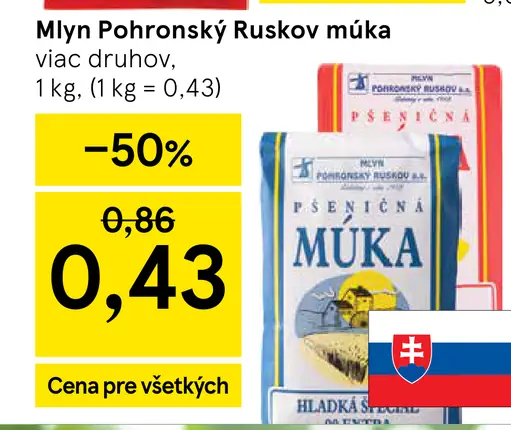 Mlyn Pohronský Ruskov múka pšeničná hladká