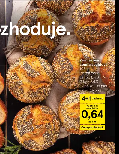 Tesco zemiaková špaldová žemľa