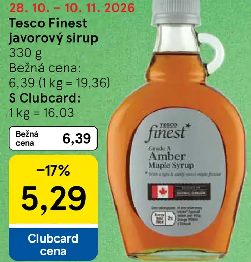 Tesco Finest javorový sirup
