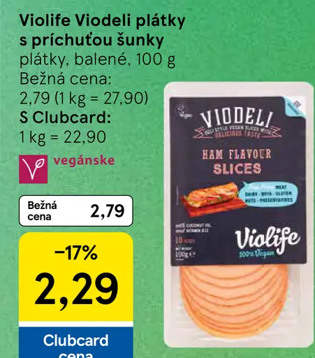 Violife Viodeli plátky s príchuťou šunky