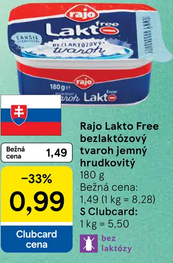 Rajo Lakto Free bezlaktózový tvaroh jemný hrudkovitý