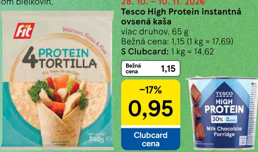 Tesco High Protein instantná ovsená kaša viac druhov