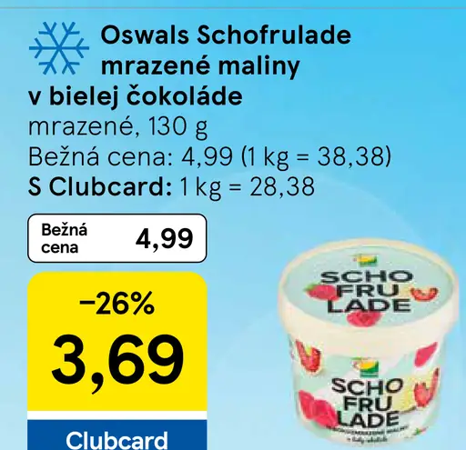 Oswald Schofrulade mrazené maliny v bielej čokoláde