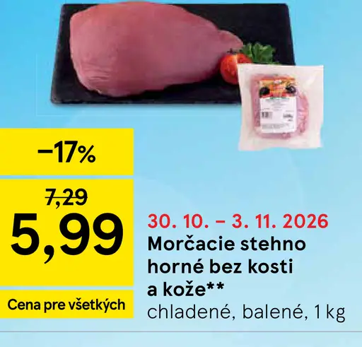 Morčacie stehno horné bez kosti a kože