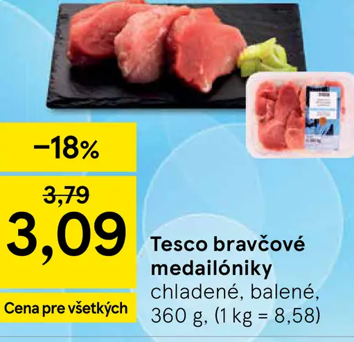 Tesco bravčové medailóniky zo stehna
