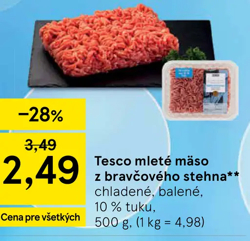 Tesco mleté mäso z bravčového pleca