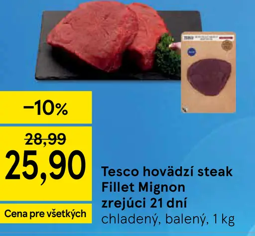 Tesco hovädzí steak Filet Mignon zrejúci 21 dní