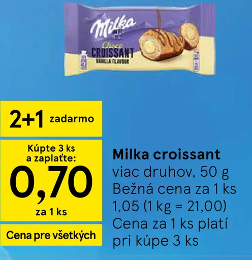 Milka croissant, rôzne druhy