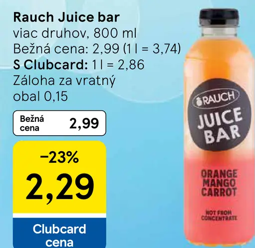 Rauch Juice bar – Orange Mango Carrot, rôzne druhy