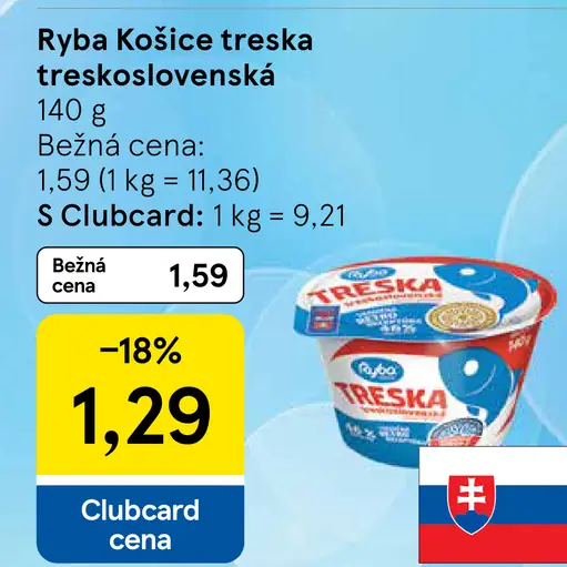Ryba Košice treska treskoslovenská