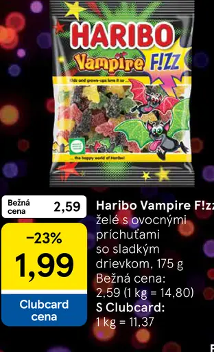 Haribo Vampire F!zz želé s ovocnými príchuťami so sladkým drievkom