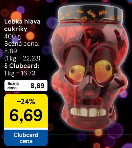 Lebka hlava cukríky