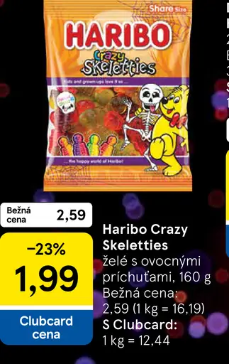 Haribo Crazy Skelleties želé s ovocnými príchuťami