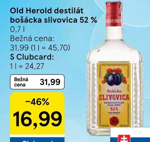 Old Herold destilát bošácka slivovica 52 %