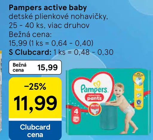 Pampers active baby detské plienkové nohavičky