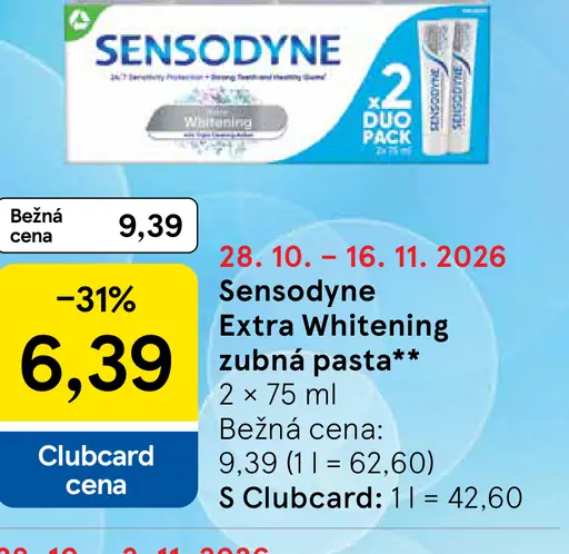 Sensodyne Extra Whitening zubná pasta 2 x