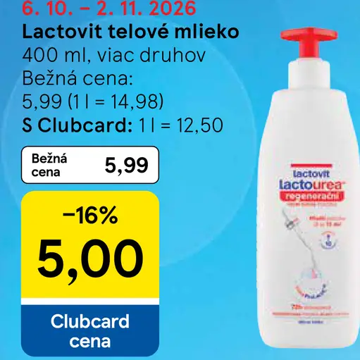 Lactovit Lactourea regeneračné telové mlieko