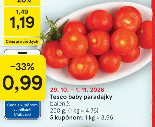 Tesco Baby paradajky podlhovasté