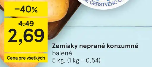 Zemiaky neprané konzumné balené
